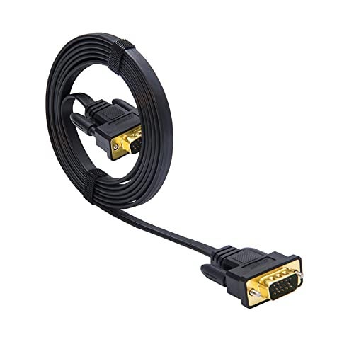DTech Thin Computer Monitor VGA Cable 6ft Standard 15 Pin Connector Male to Male VGA Cord Flat Wire for Desktop (6 Feet, Black) - Image 3