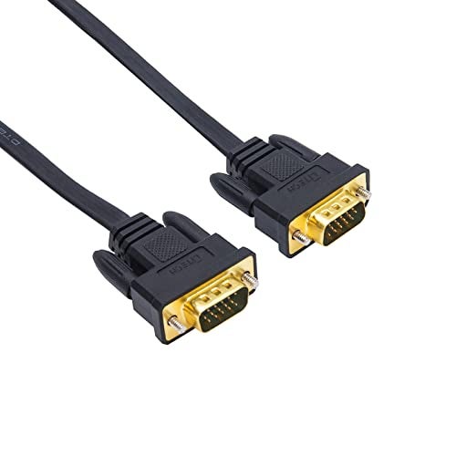 DTech Thin Computer Monitor VGA Cable 6ft Standard 15 Pin Connector Male to Male VGA Cord Flat Wire for Desktop (6 Feet, Black) - Image 1