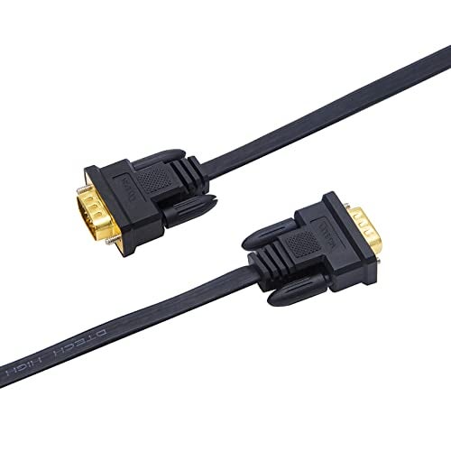 DTech Thin Computer Monitor VGA Cable 6ft Standard 15 Pin Connector Male to Male VGA Cord Flat Wire for Desktop (6 Feet, Black) - Image 2