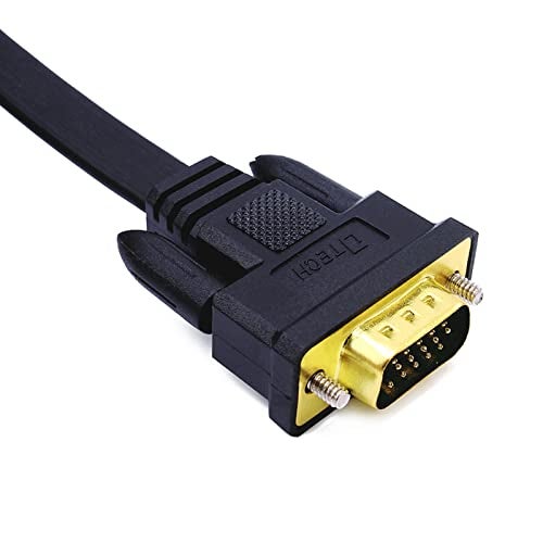 DTech Thin Computer Monitor VGA Cable 6ft Standard 15 Pin Connector Male to Male VGA Cord Flat Wire for Desktop (6 Feet, Black) - Image 4