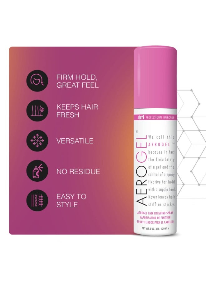 TRIDESIGN TRIDESIGN Aerogel Hairspray - Strong Hold Hair Finishing Spray for Volumizing & Control, Flexible Styling for All Hair Types, Non-Sticky and Scented - For Women and Men - Travel Size Pack of 2 (3 Oz)  - Image 3