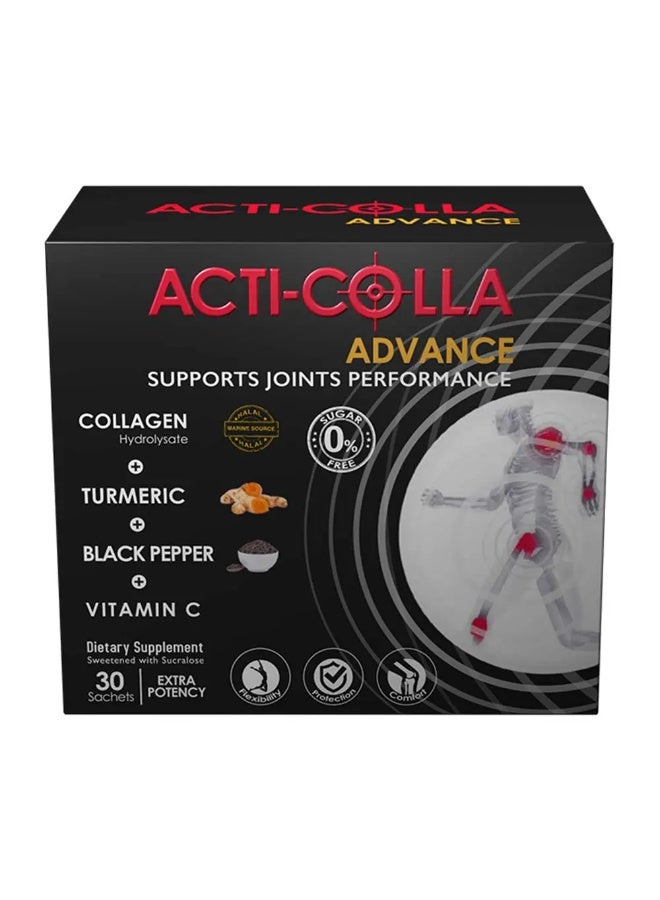 Acti-colla Advance, 30 Sachets – Supports Joint Health, Flexibility & Mobility with Collagen, Vitamin C, Turmeric & Black Pepper