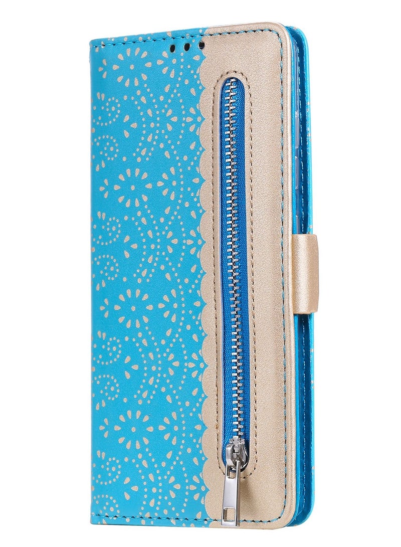 Suteni Lace Zipped Protective Leather Flip Cover Card Slots Phone Case for iPhone - Image 1