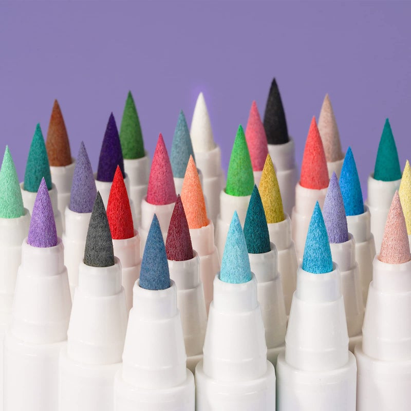 Arrtx 30 Colors Acrylic Paint Pens for Rock Painting, Extra Brush Tip, Water Based Paint Markers for Stone, Glass, Easter Egg, Wood and Fabric Painting-No Toxic,No Odor - Image 2