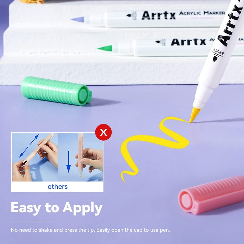Arrtx 30 Colors Acrylic Paint Pens for Rock Painting, Extra Brush Tip, Water Based Paint Markers for Stone, Glass, Easter Egg, Wood and Fabric Painting-No Toxic,No Odor - Image 3