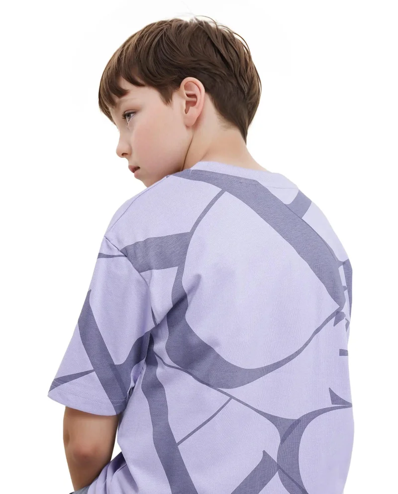 Rare Ones Rare Ones Kids Kyle Pastel Purple Cotton Half Sleeves Crew Neck Graphic Print T-Shirt