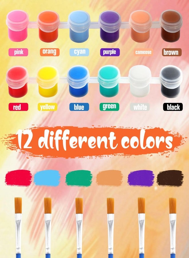 Bgtecho 24Pack Mini Canvas Boards and Easel Paint Set,24Pcs Canvas and Easel,12 Colors Acrylic Paint Strips,48 Brushes,24 Palettes,Washable Acrylic Paint Set for Painting Crafts Party Favors (4" X 4") - Image 3