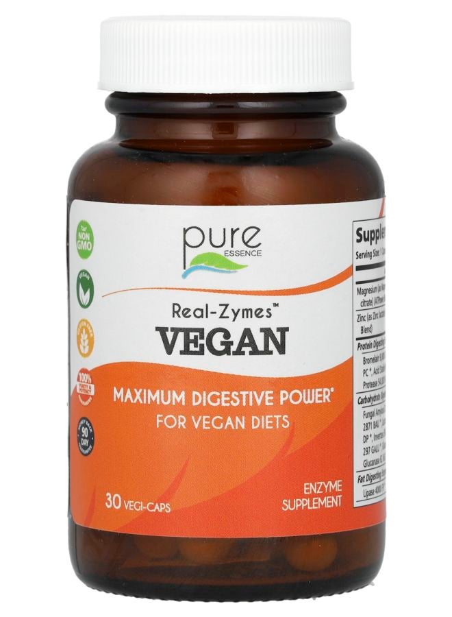 Pure Essence Real-Zymes Vegan 30 Vegi-Caps