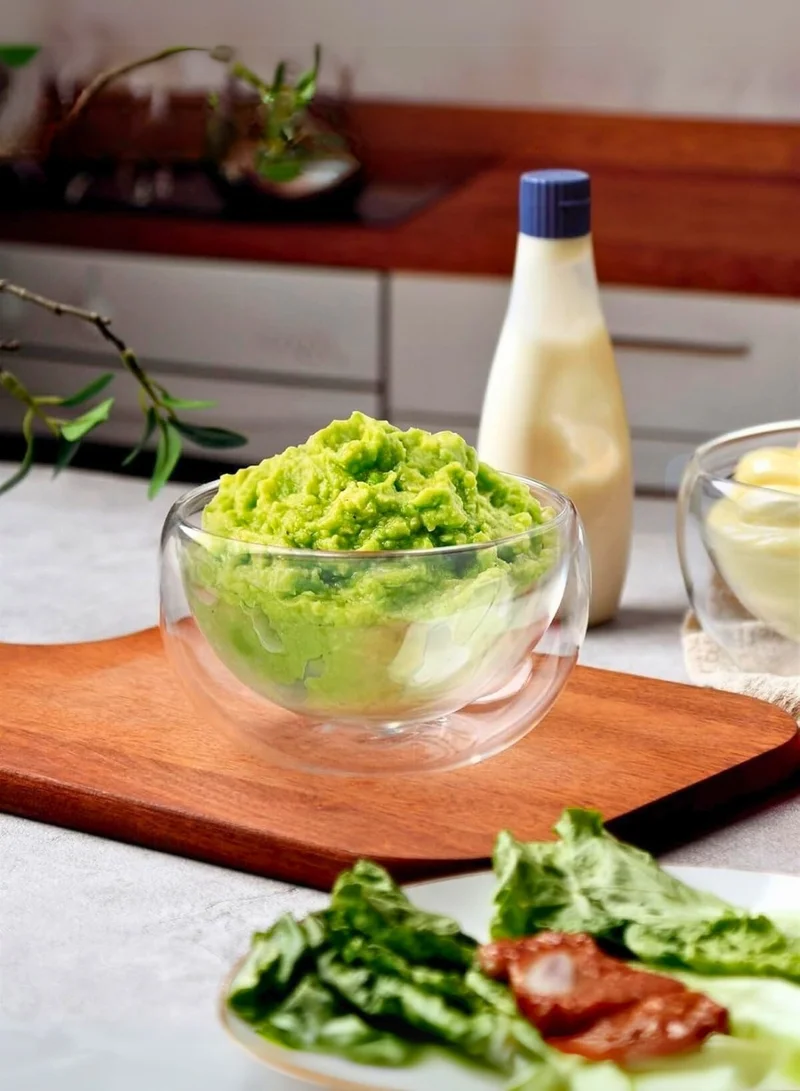 1Chase Double Wall Glass Salad Bowls – 2pcs Set, 1400ML | Insulated, Heat-Resistant Borosilicate for Pasta, Snacks & More