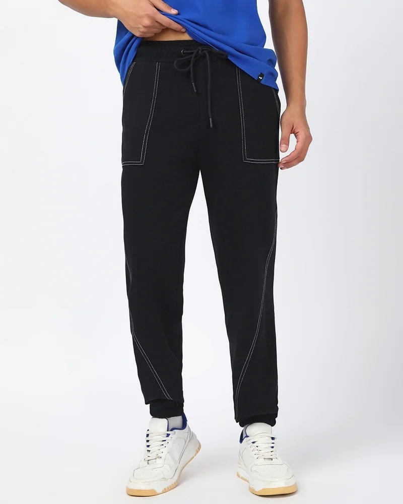 bewakoof Men's Black Oversized Joggers