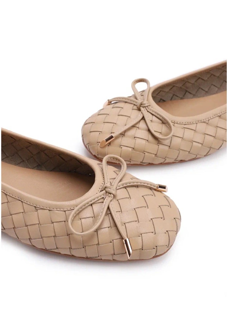 Women's Leather Flat Flatform Ballet Flats Soft leather handwoven Beige - pzsku/ZF22B4E9B88F060F93E61Z/45/_/1694567165/c51d707f-20bd-4e9f-8572-3b58243a56e5