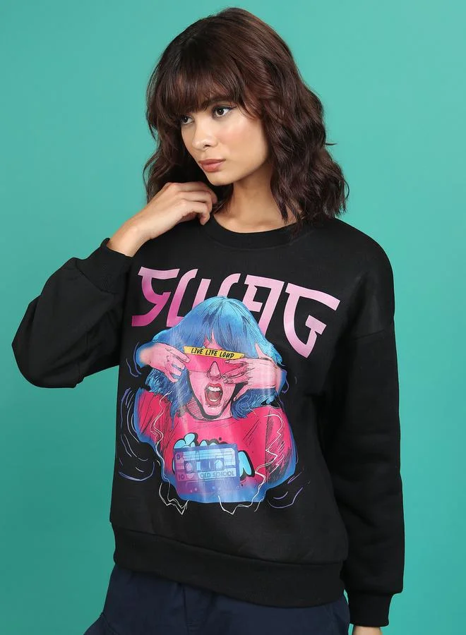 Tokyo Talkies Graphic Print Oversized Sweatshirt