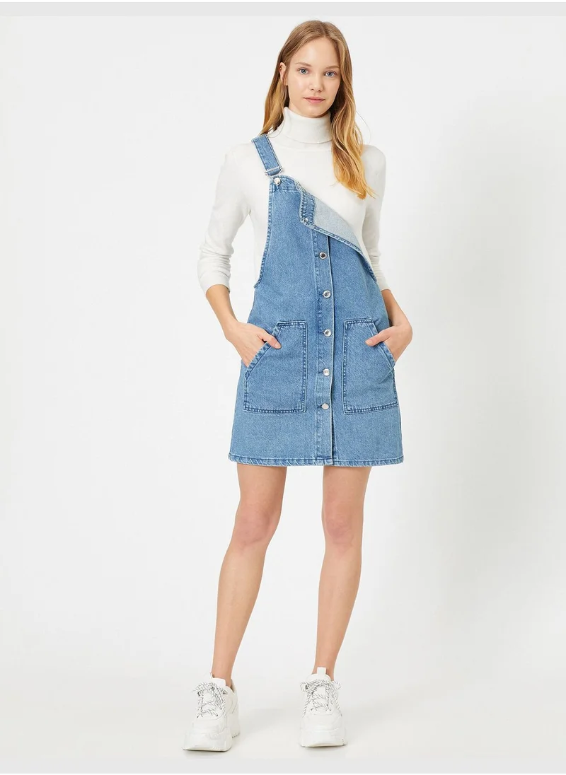كوتون Button Detailed Jean Dress