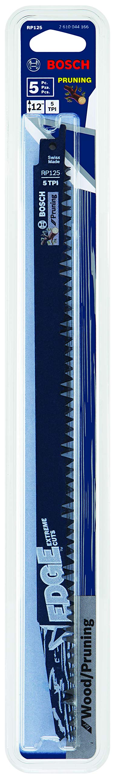 BOSCH 5-Piece 12-Inch 5 TPI Wood Cutting Reciprocating Saw Blades RP125, Blue - Image 4
