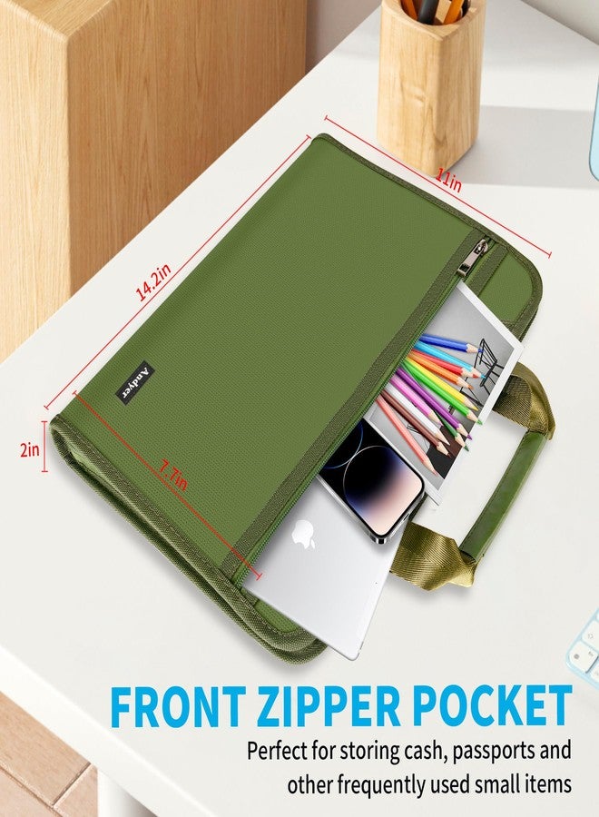Andyer Accordion File Organizer with Lock, Fireproof Expanding File Folder with Tabs, 13 Pockets Important Document Organizer with Handle, Portable Paperwork Business Organizer, Letter/A4-Size(Green) - Image 5