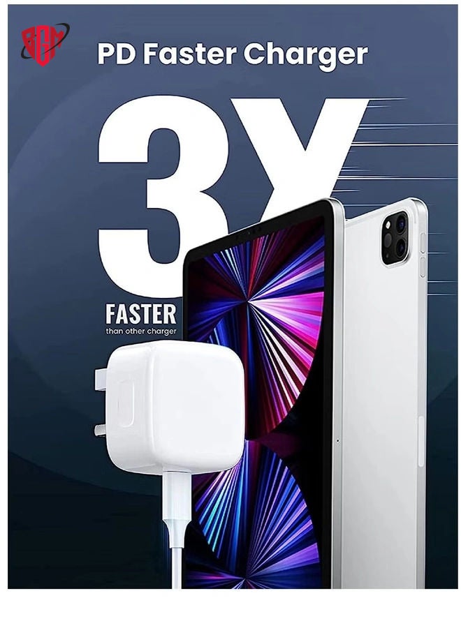 BGM USB C charger and plug for ipad Pro, 20W Wall Fast Charger with 6.6FT USB C Fast Charging Cable Compatible for iPad Pro 12.9 5/4/3 Gen,iPad Pro 11 3/2/1 Gen,iPad Air 5,Galaxy S22/Note20 - Image 3