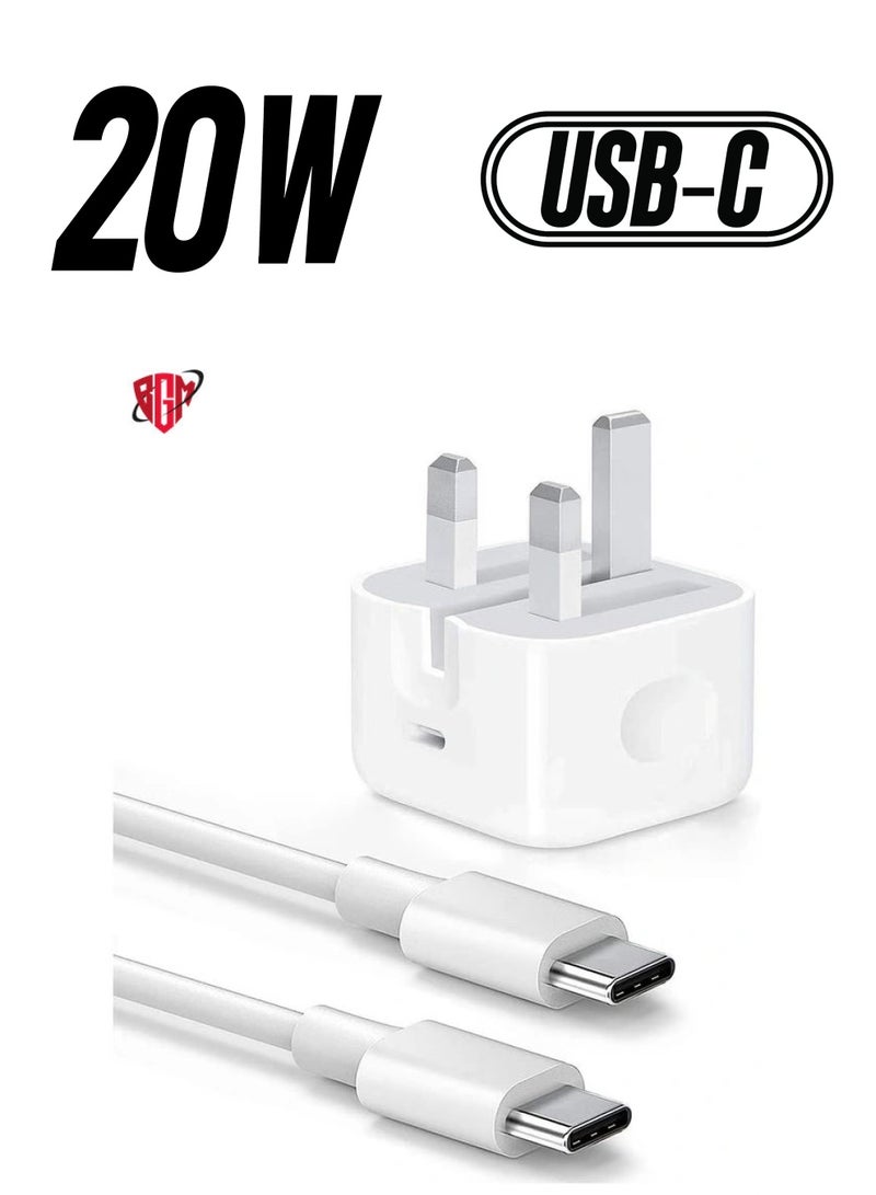 BGM USB C charger and plug for ipad Pro, 20W Wall Fast Charger with 6.6FT USB C Fast Charging Cable Compatible for iPad Pro 12.9 5/4/3 Gen,iPad Pro 11 3/2/1 Gen,iPad Air 5,Galaxy S22/Note20 - Image 1