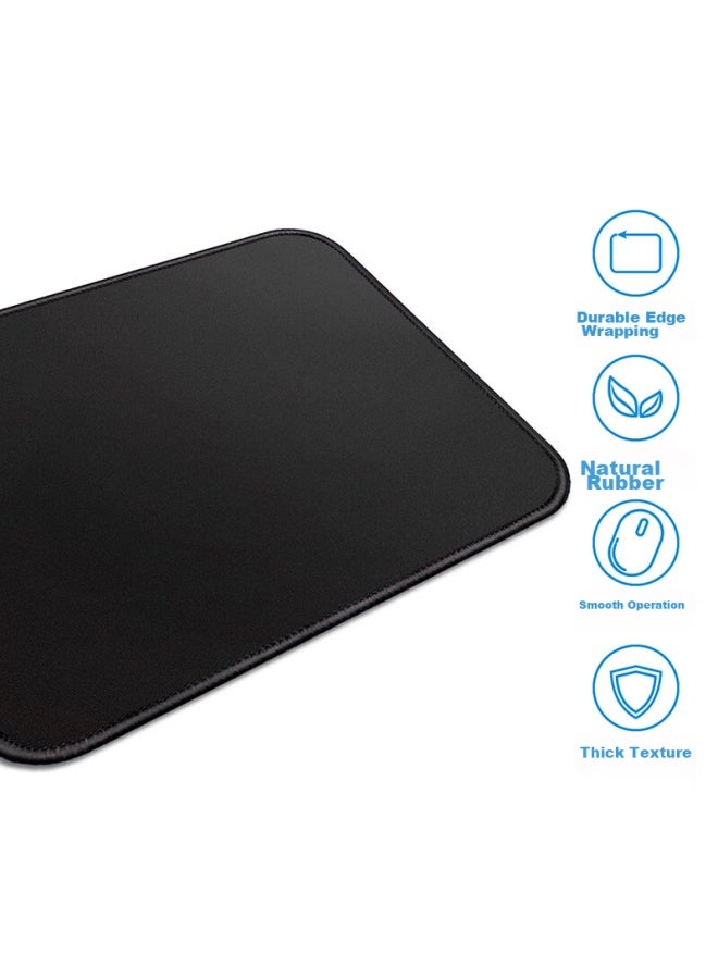 Exco 10-pack Thick Pure Black Mouse Pad, Small Portable Office Desk Pad, Locking Edge, Gaming Laptop Pad Self-slip Add-on Item 0279 - Image 2