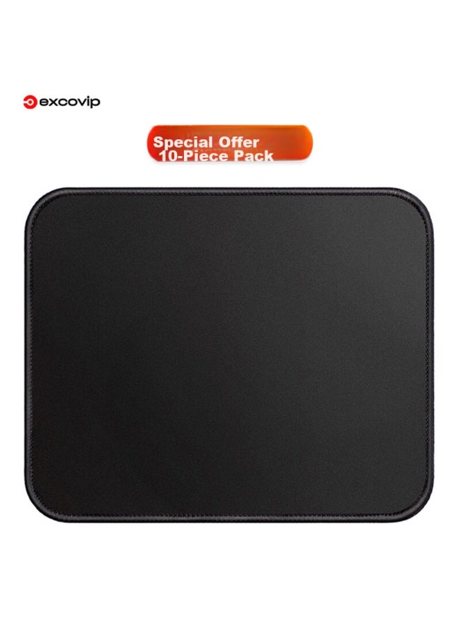 Exco 10-pack Thick Pure Black Mouse Pad, Small Portable Office Desk Pad, Locking Edge, Gaming Laptop Pad Self-slip Add-on Item 0279 - Image 1