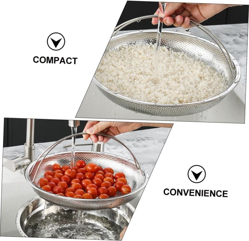 Pekos Pekos Steamer Basket for Cooking Stainless Steel Vegetable Steamer Basket with Handle Pan Steamer Basket Insert Strainer and Rice Washer Dishwasher Safe Silver - Image 4