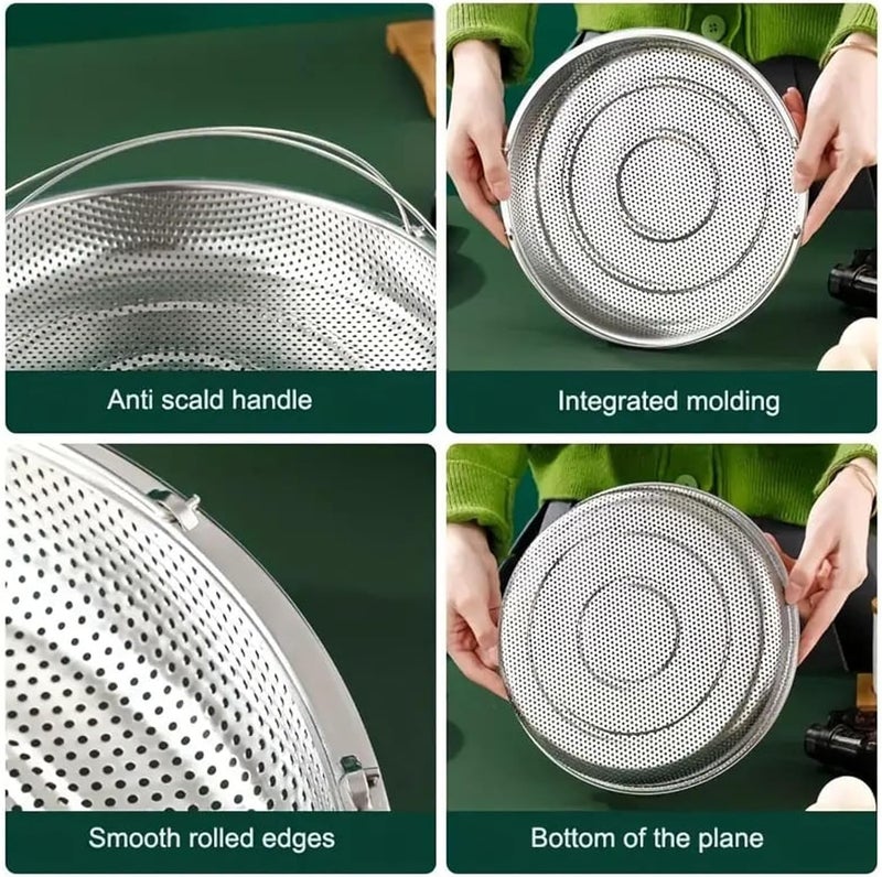 Pekos Pekos Steamer Basket for Cooking Stainless Steel Vegetable Steamer Basket with Handle Pan Steamer Basket Insert Strainer and Rice Washer Dishwasher Safe Silver - Image 5