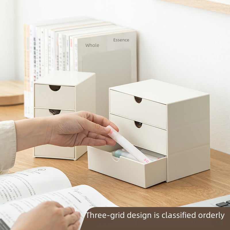 Creative Desktop Drawer-type Storage Box Storage Plastic Finishing Cabinet Office Collection Home Cosmetics Daily Use(White) - Image 5