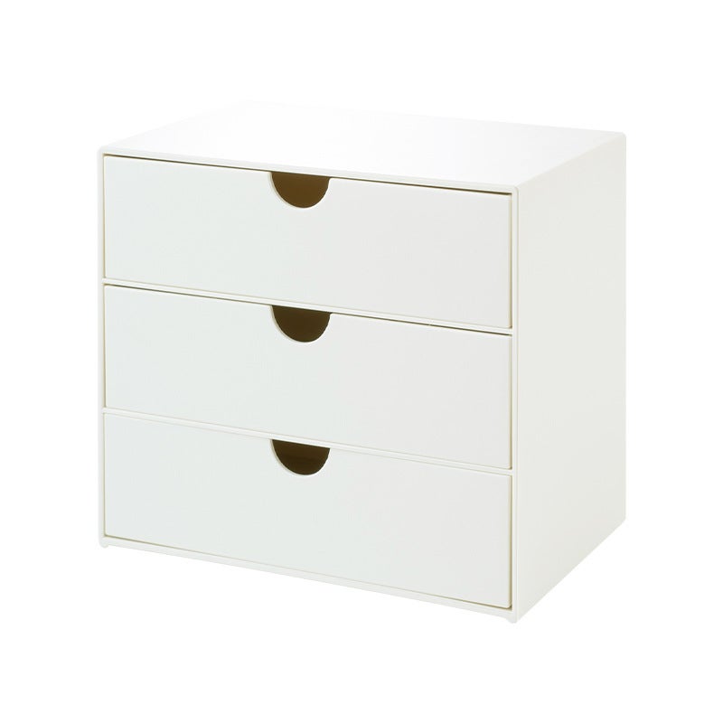 Creative Desktop Drawer-type Storage Box Storage Plastic Finishing Cabinet Office Collection Home Cosmetics Daily Use(White) - Image 1