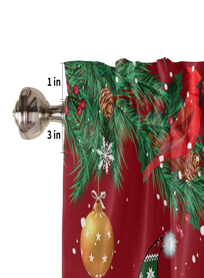 فاندارلين طقم ستائر وستائر علوية للمطبخ بتصميم أقزام عيد الميلاد، ستائر حمراء لنوافذ العطلات الشتوية، طبقات من رقاقات الثلج البيضاء وأشجار عيد الميلاد، ستائر نصفية/قصيرة للنوافذ الصغيرة، مناسبة للمقاهي/غرف المعيشة/غرف النوم، مقاس 54 × 24 بوصة - Image 5