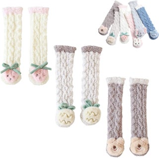 3D Baby Winter Fluffy Fuzzy Slipper Socks, Cute Animal Slipper Socks, Winter Warm Indoor Socks Mid-length Socks
