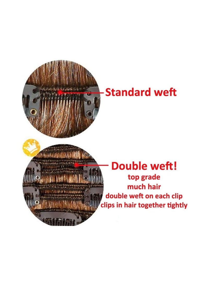 Estelle 7Pcs 16 Clips 24 Inches Thick Curly Straight Full Head Clip in on Double Weft Hair Extensions Dark Black - Straight - Image 4