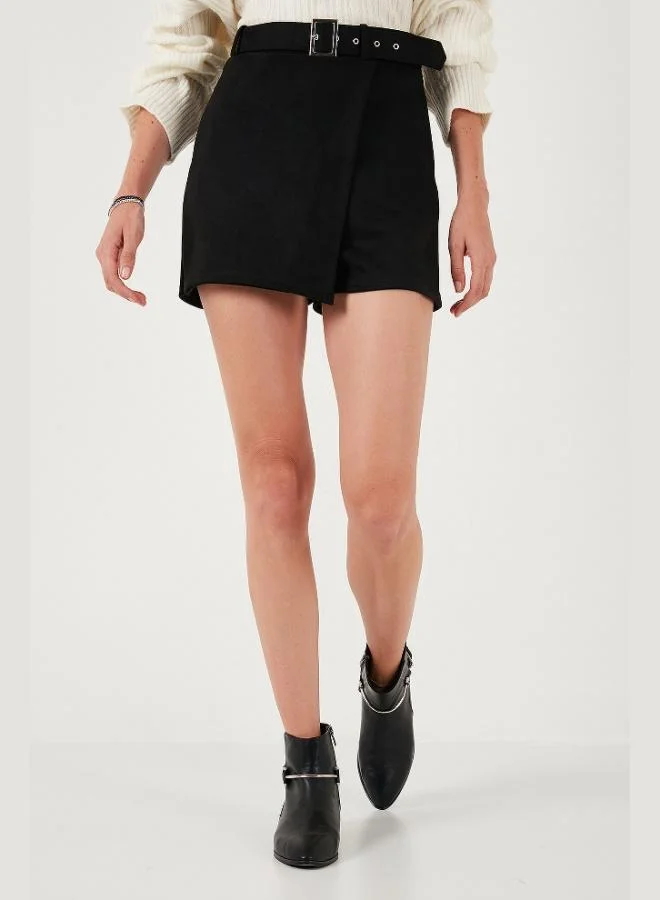 ليلا ليلا شورت تنورة شتوي بقصة غير متماثلة بسحاب للنساء