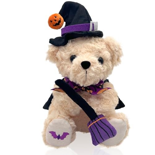 Numyawl Teddy Bear Stuffed Animal Witch Bear with Broomstick Witchy Stuff Witch Gifts for Women Cool Witchy Birthday Gifts for Kids Cute Purple Bear Plush Toy Party Decorations 8 Inch - Image 1