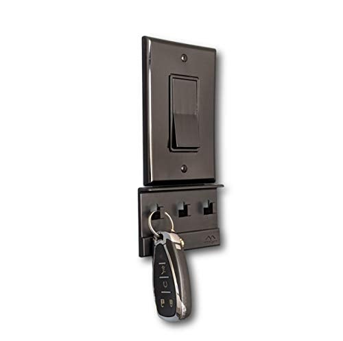 Mount Genie The No-Screwups Key Hook Organizer by Mount Genie (Black, 2-Pack): Wall Mount with No Damaging Screws or Tape. Installs in Seconds on Any Light Switch. Great for Entryway, Mudroom, Kitchen, Office - Image 1