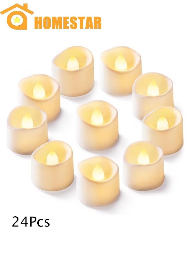 HOMESTAR 24pcs LED Flameless Flickering Candles, Battery-Powered Electric Tea Light Set for Home Decor, Birthday, Gifts (Warm White) - Image 1