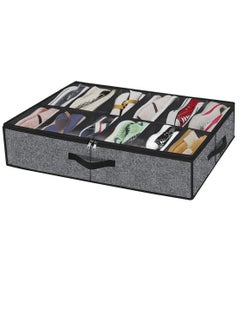 Generic Under Bed Shoe Storage Organizer with Sturdy Handles and Clear Window 1 Pack Fits 12 Pairs, Premium Foldable Underbed Shoes Container Box for Closet,Breathable,Linen-like  - Image 1