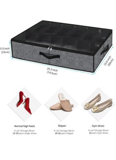 Generic Under Bed Shoe Storage Organizer with Sturdy Handles and Clear Window 1 Pack Fits 12 Pairs, Premium Foldable Underbed Shoes Container Box for Closet,Breathable,Linen-like  - Image 2