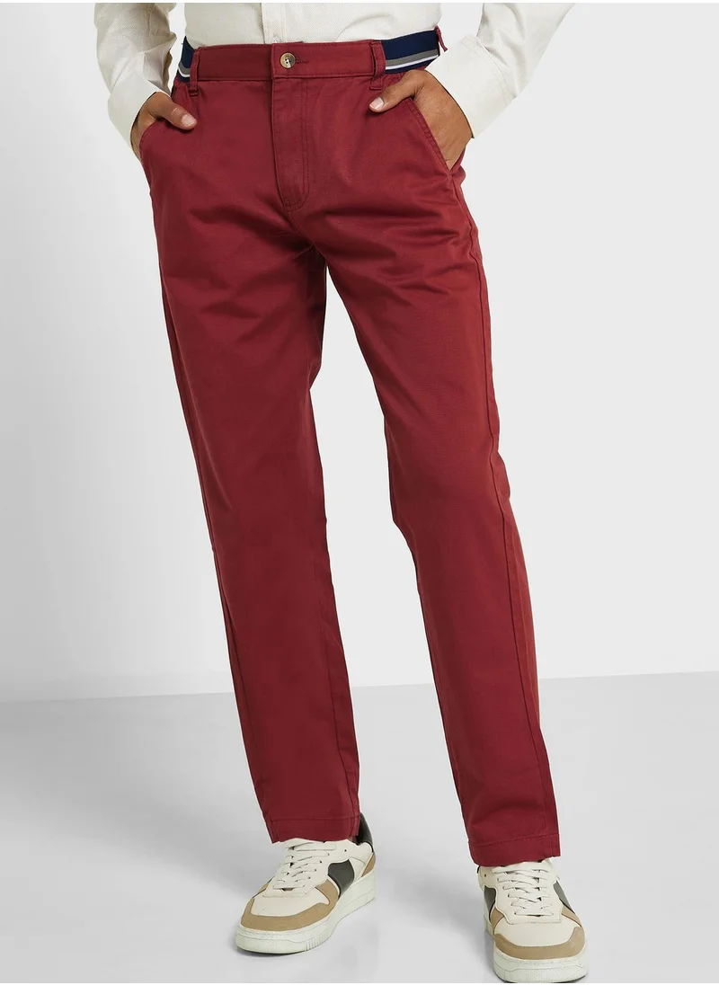 توماس سكوت Thomas Scott Men Mid-Rise Classic Slim Fit Easy Wash Trousers