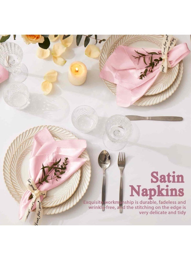 baytella 12 Pcs Satin Cloth Napkins 43x43cm Washable Reusable Dinner Table Napkins Smooth Silk Feel Fabric Light Pink for Weddings Parties Banquets Events Home Use Gift - Image 4