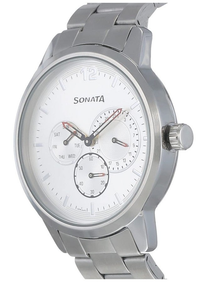 Sonata Quartz Analog Silver Dial Metal Strap Watch for Men-NS7139SM02 - Image 2