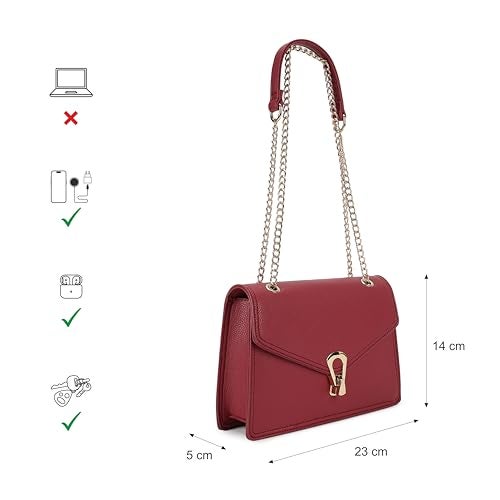 Fastrack Casual Sling Bag with Lock Closure for Girls, Medium Size with Internal Organiser, Handheld Design and Metal Chain Sling - Image 4