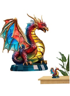 KASTWAVE Crystal Acrylic Dragon Figurine Collectible with Base, Emulational Decor Colorful Statue Decoration Small Mythical Animal Fengshui Home Statue Gift  - Image 1