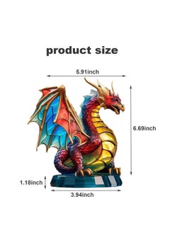 KASTWAVE Crystal Acrylic Dragon Figurine Collectible with Base, Emulational Decor Colorful Statue Decoration Small Mythical Animal Fengshui Home Statue Gift  - Image 2