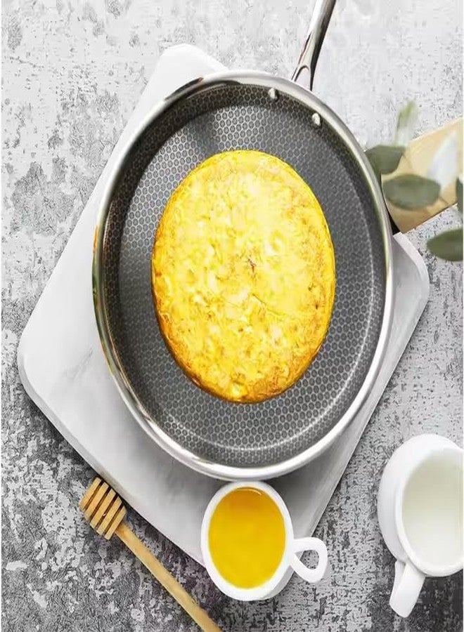 Touchcart Stainless Steel Nonstick Frying Pan | Honeycomb Hybrid Induction Pan with Stay-Cool Handle | Tri-Ply Construction, Non-Toxic, Scratch-Resistant, Dishwasher & Oven Safe (26 CM) - Image 5