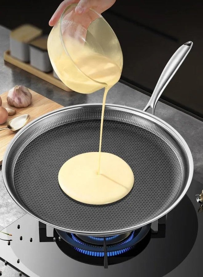 Touchcart Stainless Steel Nonstick Frying Pan | Honeycomb Hybrid Induction Pan with Stay-Cool Handle | Tri-Ply Construction, Non-Toxic, Scratch-Resistant, Dishwasher & Oven Safe (26 CM) - Image 2