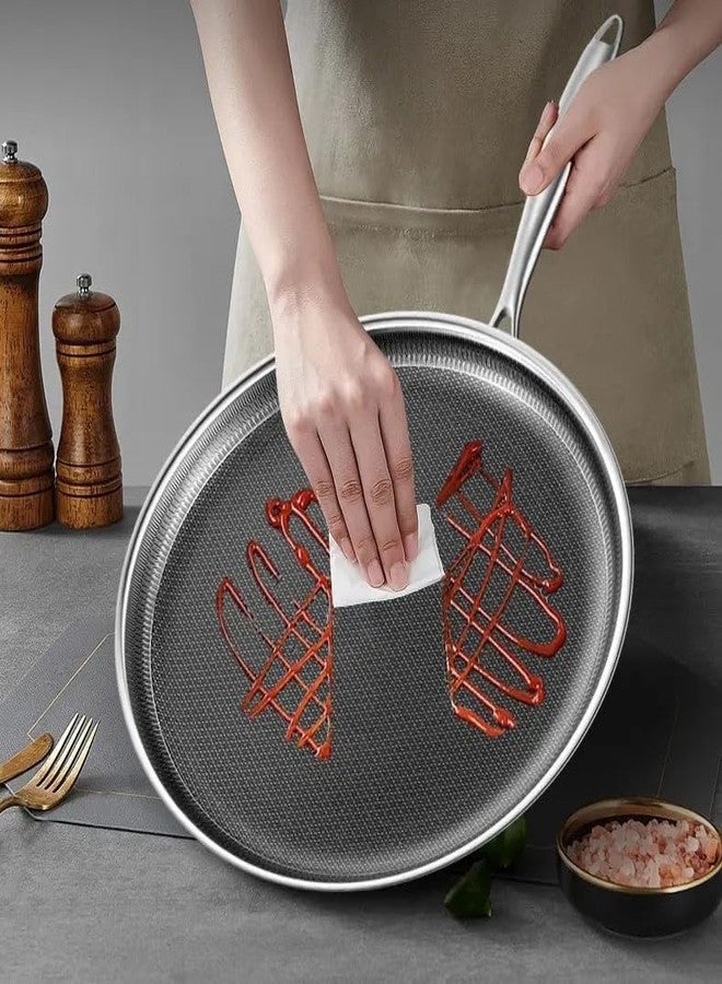 Touchcart Stainless Steel Nonstick Frying Pan | Honeycomb Hybrid Induction Pan with Stay-Cool Handle | Tri-Ply Construction, Non-Toxic, Scratch-Resistant, Dishwasher & Oven Safe (26 CM) - Image 3