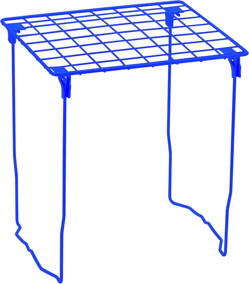 LockerMate StacAShelf Locker Shelf Stackable Organizer Extra Tall Fits Standard Size School Lockers Blue - Image 1