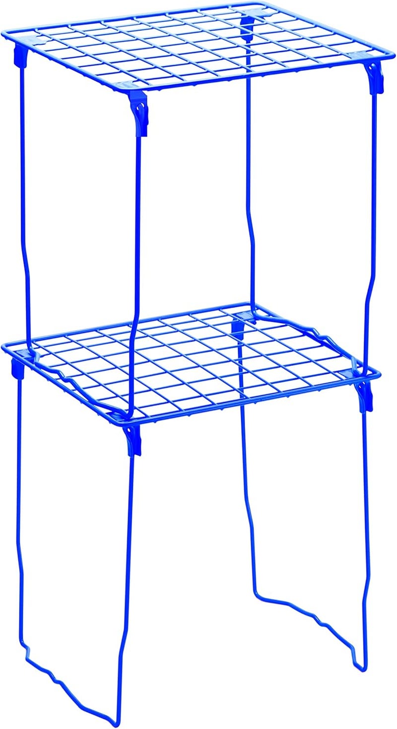 LockerMate StacAShelf Locker Shelf Stackable Organizer Extra Tall Fits Standard Size School Lockers Blue - Image 5