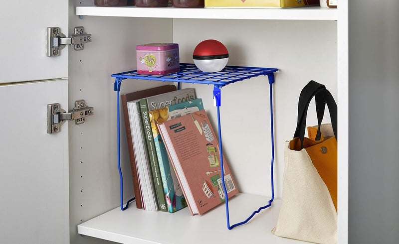 LockerMate StacAShelf Locker Shelf Stackable Organizer Extra Tall Fits Standard Size School Lockers Blue - Image 2