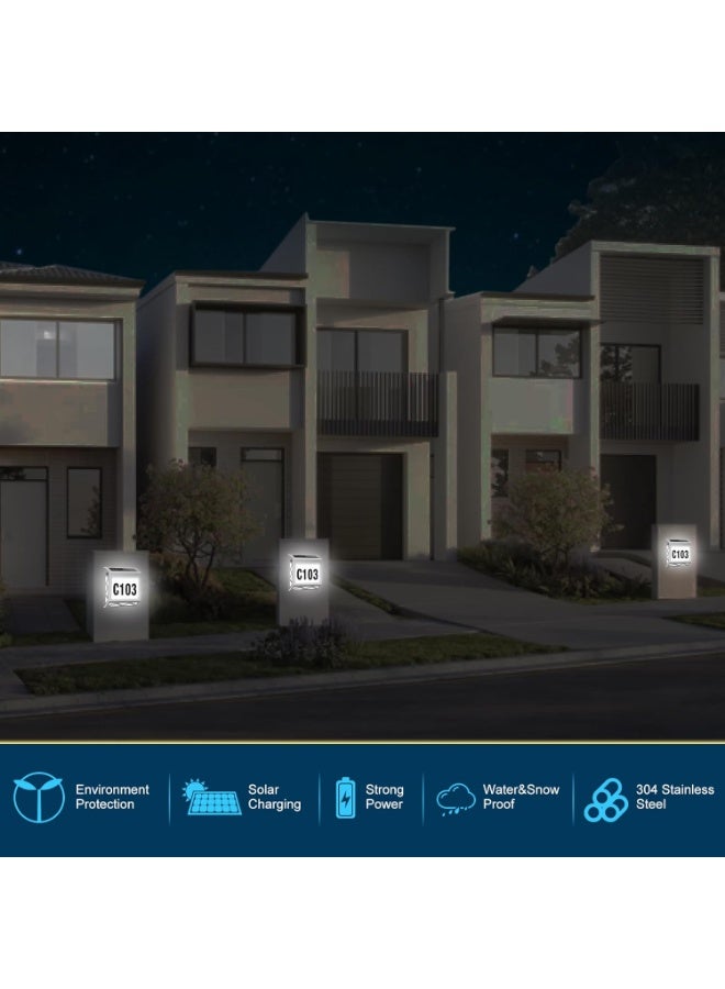 علامة العنوان الشمسي مضاءة أرقام المنزل 2 حزمة,لوحات العنوان مضاءة LED تعمل بالطاقة الشمسية المياه الفقيرة,رقم العنوان في الهواء الطلق شارع المنزل فناء الطريق السريع علامة عنوان صندوق البريد مضاءة علامة - Image 5