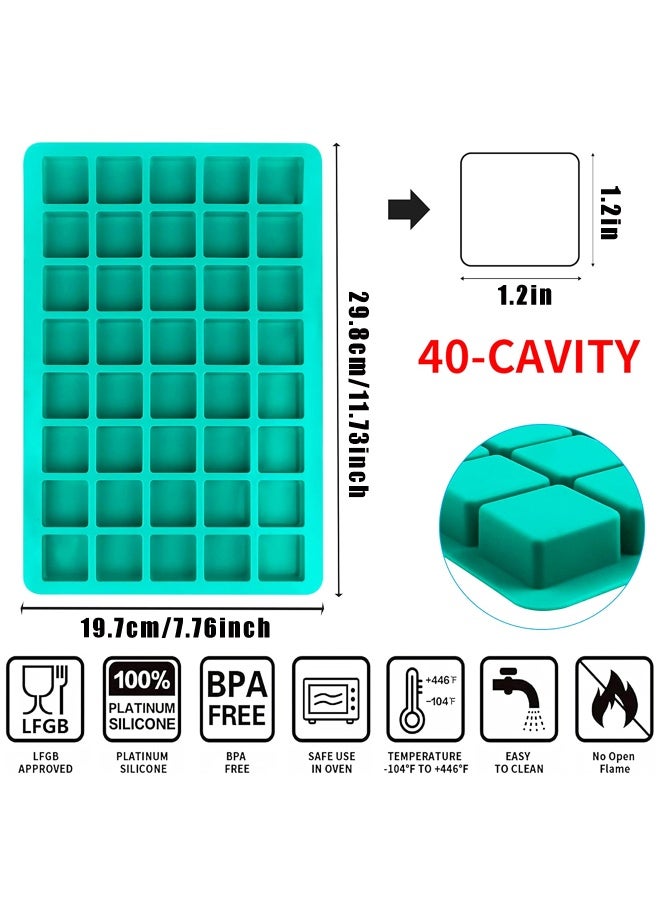 قالب شوكولاتة مربع من قطعتين، 40 تجويفًا، قالب مكعب سيليكون للشوكولاتة والحلوى والكراميل ومكعبات الثلج والغاناش والصمغ - Image 2